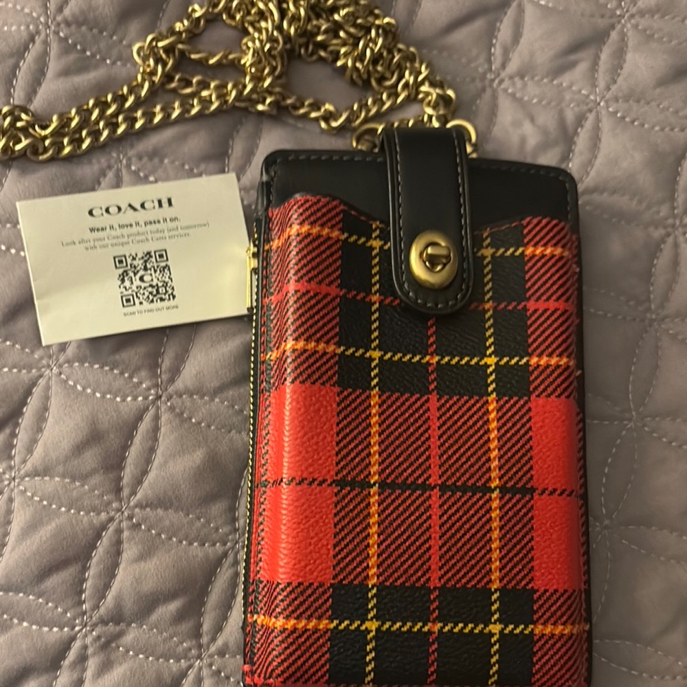 Coach Red Plaid Crossbody Bag